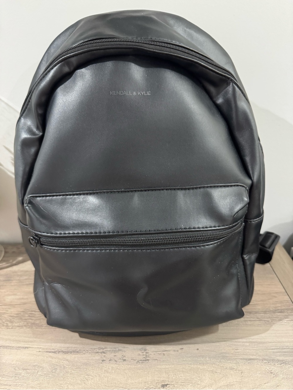 Kendall & Kylie Smooth Black Faux Leather Backpack